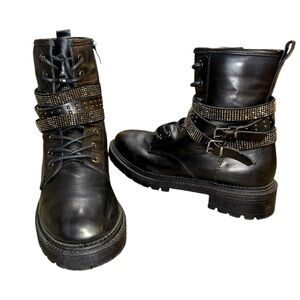 Rock & Candy Hensley Studded Combat Boots – Black – Size 7.5 – Grunge Glam